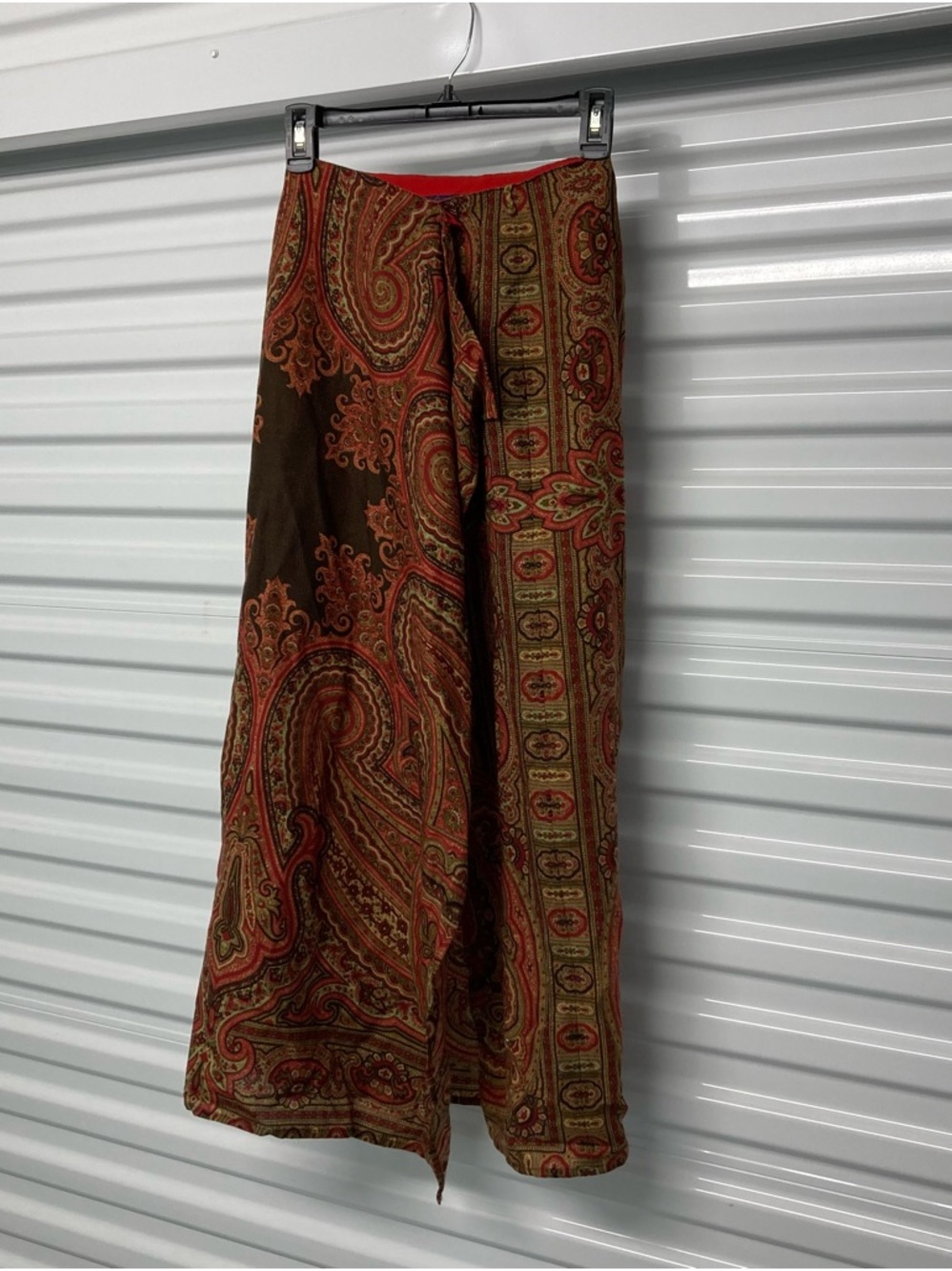 Ralph Lauren Brown and Red Paisley Maxi Skirt